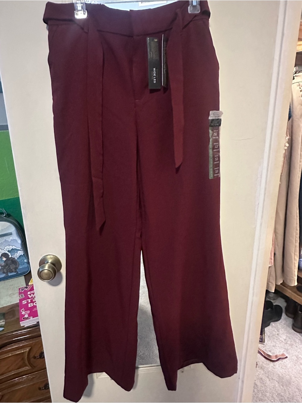 Lee Women's Wide-Leg Belted Pants - Burgundy